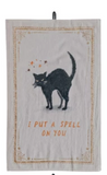 Chambray Tea Towel w/ Halloween Image & Saying