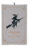 Chambray Tea Towel w/ Halloween Image & Saying