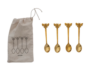 Brass Spoons w/ Bees Set