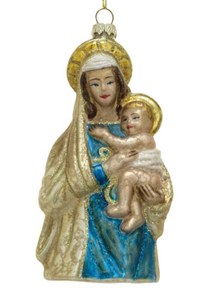 hand-Painted Virgin Mary & Child Ornament