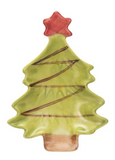 Hand-Painted Stoneware Christmas Tree Dish