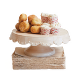 Nude Stoneware Pedestal w/ Scalloped Edge