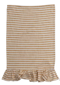 Cotton Striped Tea Towel w/ Ruffle