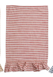 Cotton Striped Tea Towel w/ Ruffle