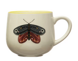 Stoneware Mug w/ Insect & Colored Rim