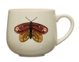 Stoneware Mug w/ Insect & Colored Rim