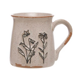 Debossed Stoneware Mug w/ Floral Design