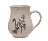 Debossed Stoneware Mug w/ Floral Design