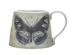 Stoneware Mug w/ Insect/Bird Image