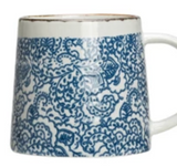 Blue & White Hand-Stamped Stoneware Mug