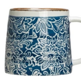 Blue & White Hand-Stamped Stoneware Mug