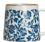 Blue & White Hand-Stamped Stoneware Mug