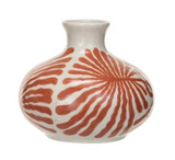 Round Hand-Painted Stoneware Vase