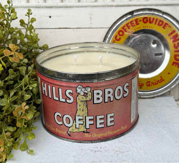 Coffee Soy Candle 24oz in Vintage Hills Bros Coffee Tin