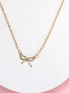 Gold Mini Bow Charm Necklace