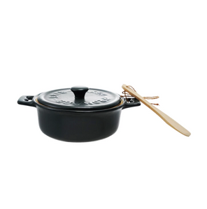 Matte Stoneware Brie Baker w/ Bamboo Spreader