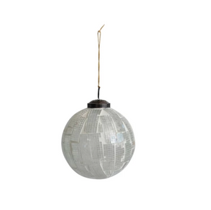 White Mosaic Glass Ball Ornament