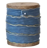 Blue Metallic Ribbon on Wood Spool