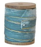 Blue Metallic Ribbon on Wood Spool