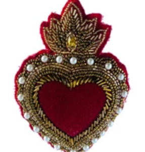 Handmade Beaded Velvet Sacred Heart Ornament