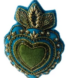 Handmade Beaded Velvet Sacred Heart Ornament