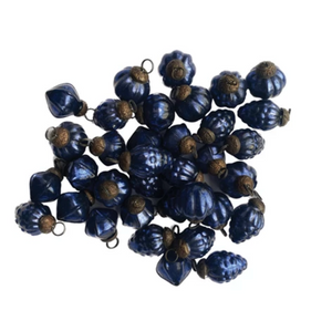 Mini Embossed Blue Mercury Glass Ornament