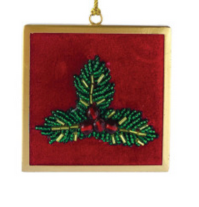 Velvet & Metal Beaded Holiday Icon Ornament