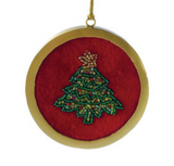 Velvet & Metal Beaded Holiday Icon Ornament