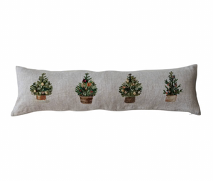 Embroidered Printed Lumbar Pillow w/ French Knots