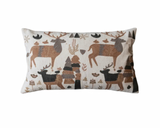 Lumbar Embroidered Reindeer Pillow