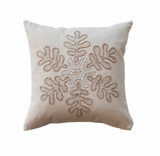 Square Canvas Snowflake Pillow w/ Beads & Embroidery