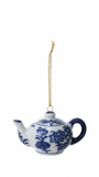 Stoneware Blue & White Teacup/Teapot Ornament