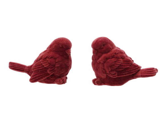 Burgundy Flocked Decorative Chickadee