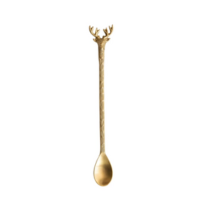Brass Cocktail Spoon w/ Deer Handle