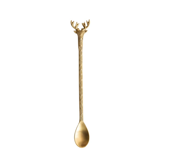 Brass Cocktail Spoon w/ Deer Handle
