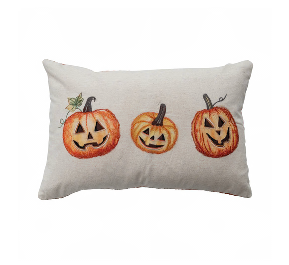 Cotton Jack-O-Lantern Printed Pillow