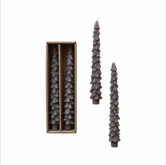 Unscented Pewter Tree-Shaped Taper Set