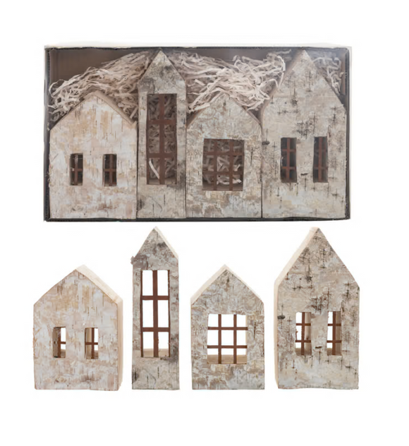 Natural Birch Bark Houses Set