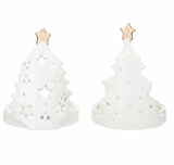 Stoneware Tree-Shaped Candle Holder w/ Gold Electroplating