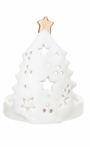 Stoneware Tree-Shaped Candle Holder w/ Gold Electroplating