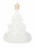 Stoneware Tree-Shaped Candle Holder w/ Gold Electroplating