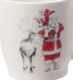Stoneware Mug w/ Santa & Reindeer Scene