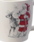 Stoneware Mug w/ Santa & Reindeer Scene