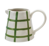 Green/Red Grid Stoneware Creamer