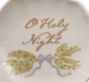 Stoneware Scalloped Plate w/ Holiday Sentiment