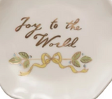 Stoneware Scalloped Plate w/ Holiday Sentiment