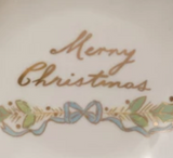 Stoneware Scalloped Plate w/ Holiday Sentiment