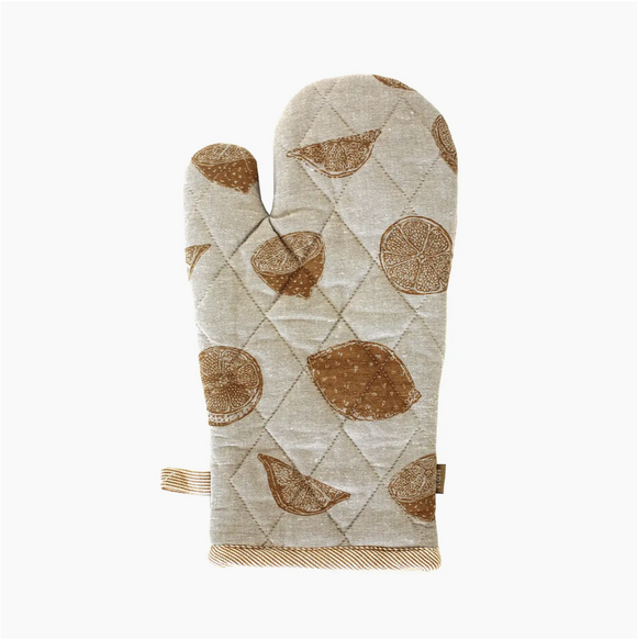 Yellow Lemons Print Single Oven Glove