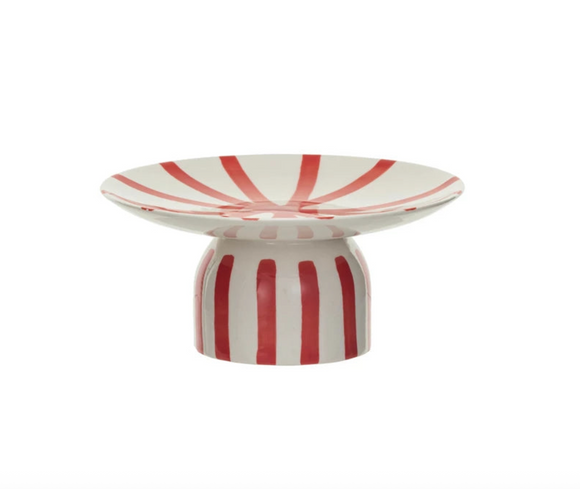 Stoneware Red Striped Pedestal