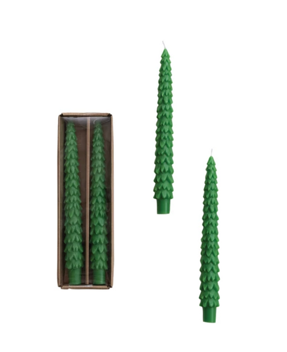 Unscented Green Tree Shaped Taper Candles